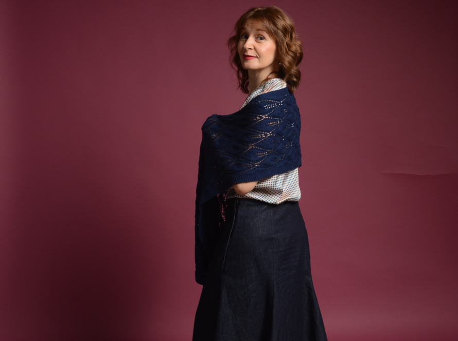 Knitted lace shawl cotton