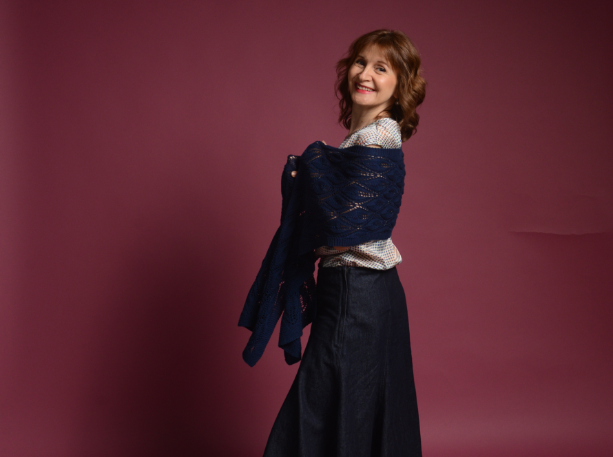 Knitted lace shawl cotton